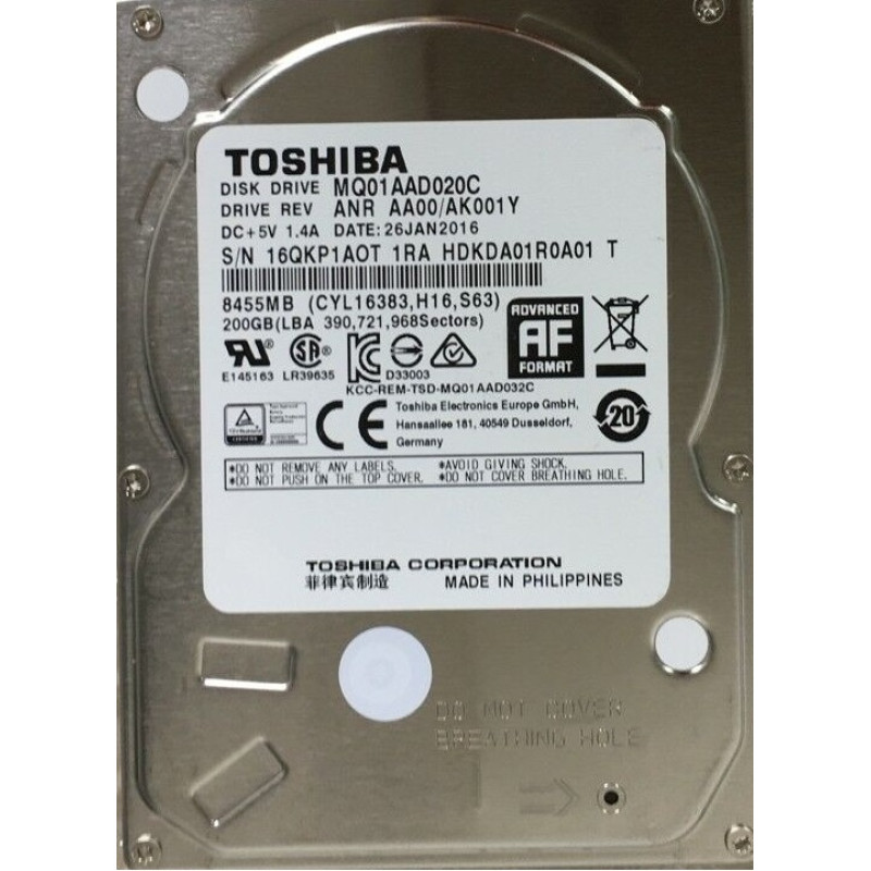 Накопичувач HDD 2.5" SATA 200GB Toshiba 4200rpm 8MB (MQ01AAD020C)