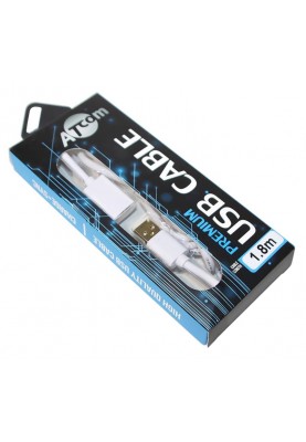 Кабель Atcom USB - USB V 2.0 (M/F), подовжувач, 1.8 м, White + Gold Plated (13425) блістер