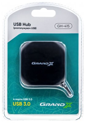 Концентратор USB3.0 Grand-X GH-415 Black 4хUSB3.0