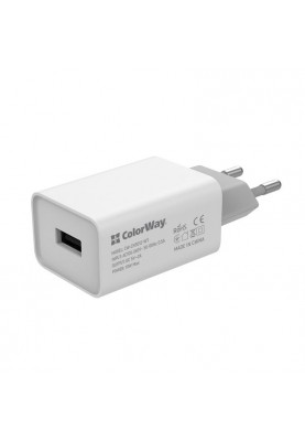 Мережевий зарядний пристрій ColorWay AutoID (1USBx2A) White (CW-CHS012-WT)
