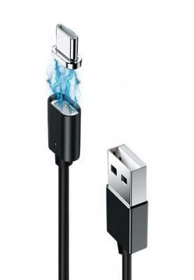 Кабель Grand-X USB-USB Type-C, магнітний, 1м, Black (MG-01C)