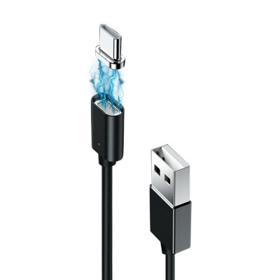 Кабель Grand-X USB-USB Type-C, магнітний, 1м, Black (MG-01C)