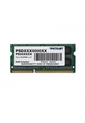 Модуль пам`яті SO-DIMM 4GB/1333 DDR3 Patriot Signature Line (PSD34G13332S)