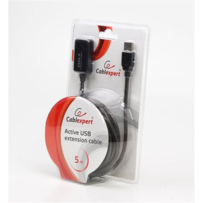 Кабель Cablexpert USB - USB V 2.0 (F/M), активний подовжувач, 5 м, чорний (UAE-01-5M)