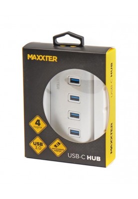 Концентратор USB Type-C Maxxter 4хUSB3.0 Silver (HU3С-4P-01)