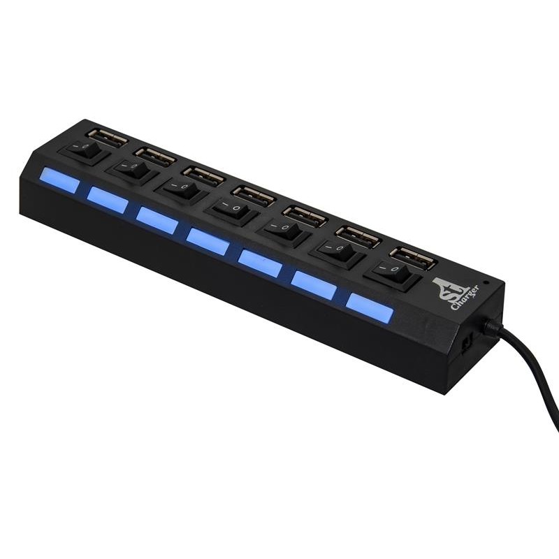 Концентратор USB 2.0 1stCharge 7хUSB2.0 Black (HUB1STU20702)