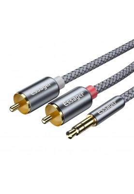 Кабель звуковий Essager 3.5mm to 2 RCA 2m gray