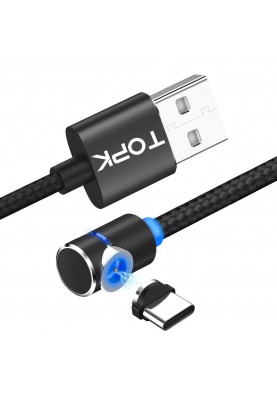 Кабель зарядний магнітний TOPK AM21 USB — Type-C 2м black