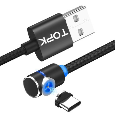 Кабель зарядний магнітний TOPK AM21 USB — Type-C 2м black