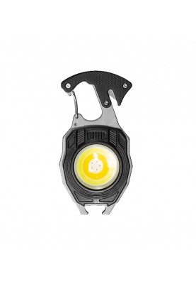 Акумуляторний LED ліхтарик-брелок W5147 з Type-C black (7 режимів, прикурювач, карабін, ніж, магніт)