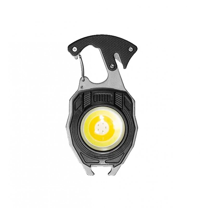 Акумуляторний LED ліхтарик-брелок W5147 з Type-C black (7 режимів, прикурювач, карабін, ніж, магніт)