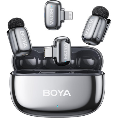 Мікрофон петличний бездротовий BOYA mini 2-01 (Type-C+Lightning) silver Мікрофон петличний бездротовий BOYA mini 2-01 (Type-C+Lightning) silver