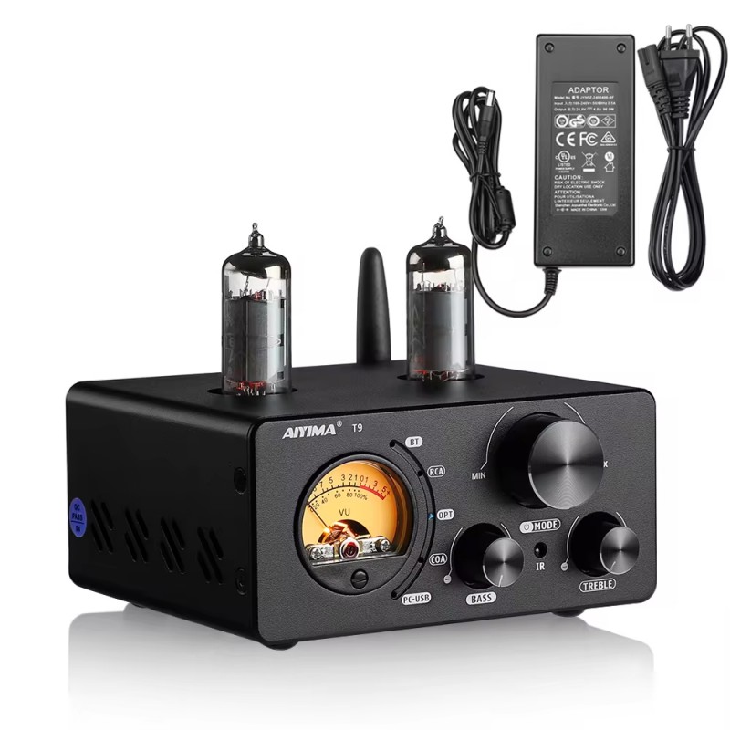 Підсилювач звуку AIYIMA T9 Tube Amplifier + блок живлення 48V. Bluetooth 5.0, RCA, 100Wx2 (TPA3250)