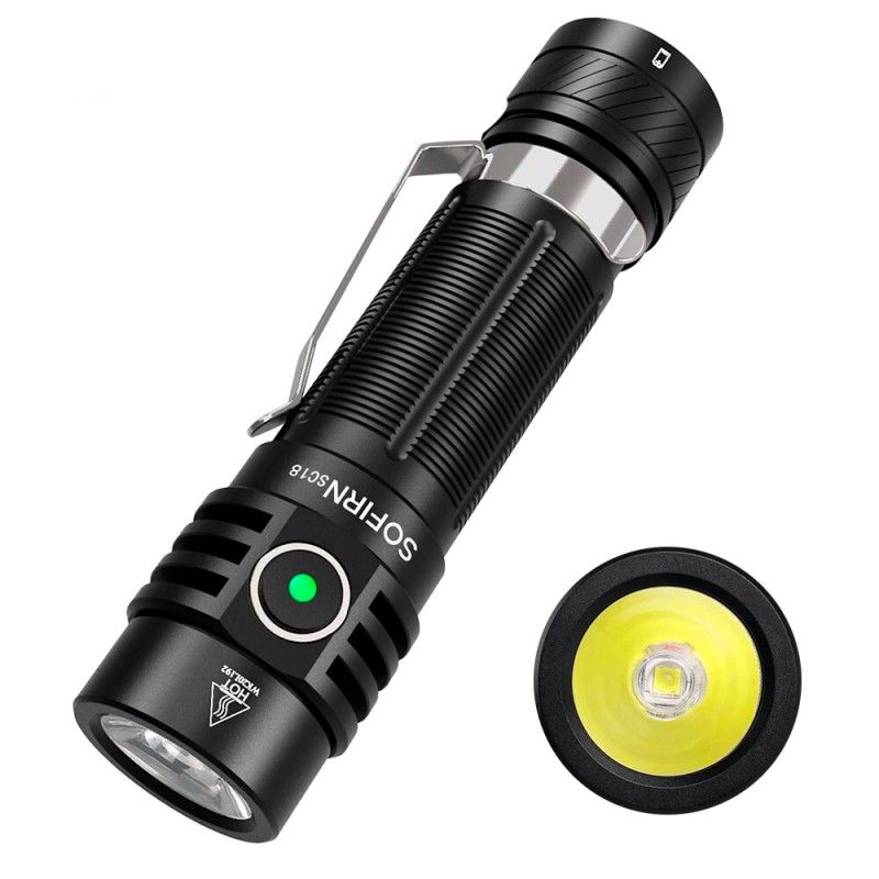 Ліхтарик Sofirn SC18 6500K SST40 IPX8 1800 Lumen black з акумулятором 18650 (1 х 3000мАг)