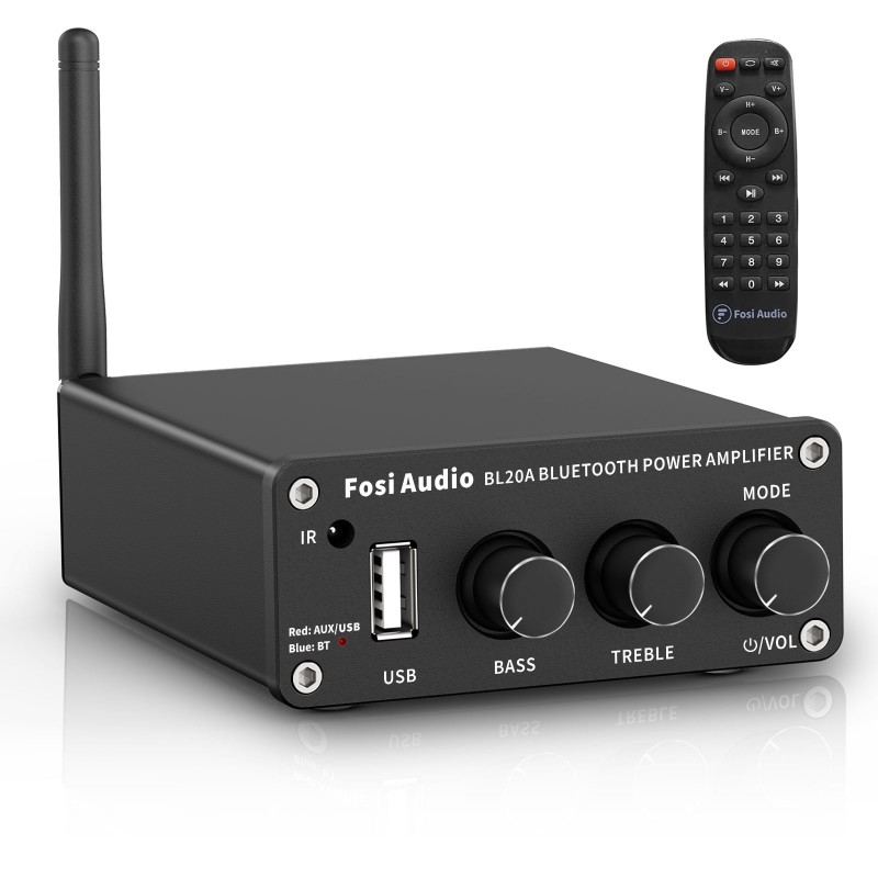 Підсилювач звуку Fosi Audio BL20A black + блок живлення 24V. Bluetooth 5.0, 2x100W