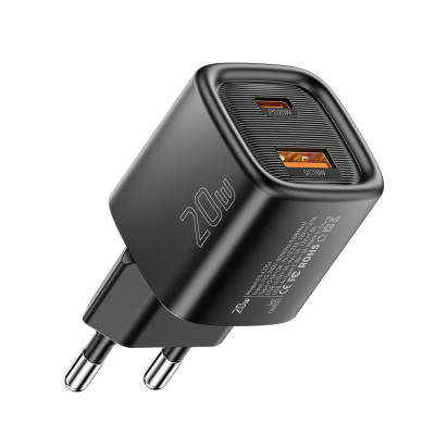 Зарядний пристрій ESSAGER ES-CD54 USB+Type-C 20W EU black Зарядний пристрій ESSAGER ES-CD54 USB+Type-C 20W EU black