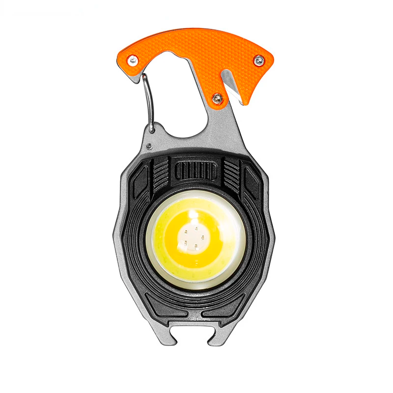 Акумуляторний LED ліхтарик-брелок W5147 з Type-C orange(7 режимів, прикурювач, карабін, ніж, магніт)