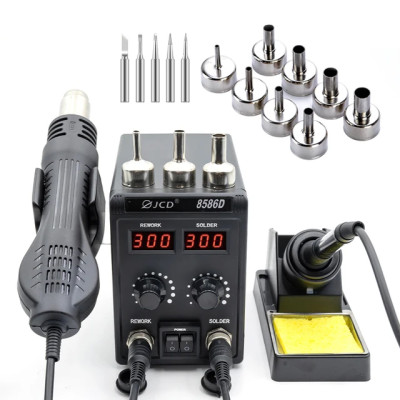 Паяльна станція JCD 750W 8586D з феном (жала I, B, K, 2.4D, 3C)