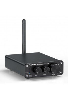 Підсилювач звуку Fosi Audio BT10A black + блок живлення 19V. Bluetooth 5.0, AUX, 2x50W