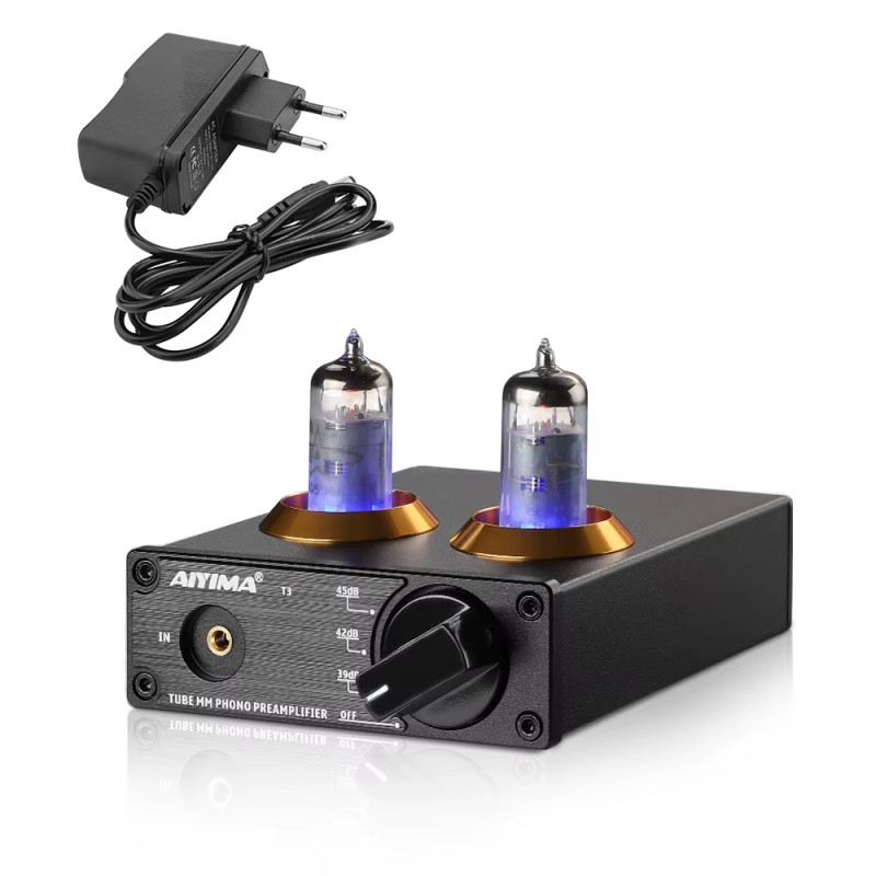 Передпідсилювач звуку-фонокоректор AIYIMA T3  black + блок живлення 12V