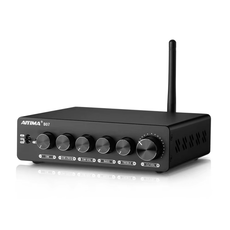 Підсилювач звуку AIYIMA B07 black + блок живлення 48V, Bluetooth 5.2, AUX, 300Wx2+300W (TPA3255)