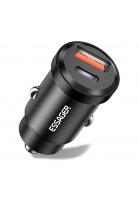 Автомобільне зарядне Essager ES-CC07 30W USB+Type-C black