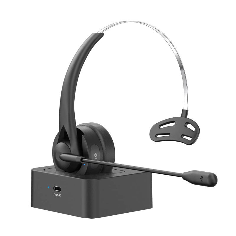 Бездротова Bluetooth-гарнітура Opptel BH31S з мікрофоном ENC та зарядною док-станцією (Чорний)