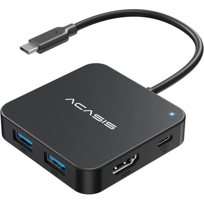 USB hub Acasis HB0706 6-в-1 з HDMI 4K та PD 100W для швидкої зарядки (Чорний)