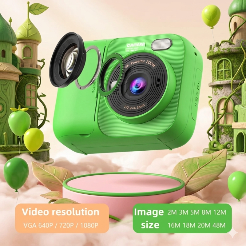 Дитячий фотоапарат Instant Print Camera P97 з миттєвим термодруком та Full HD відео (Зелений)