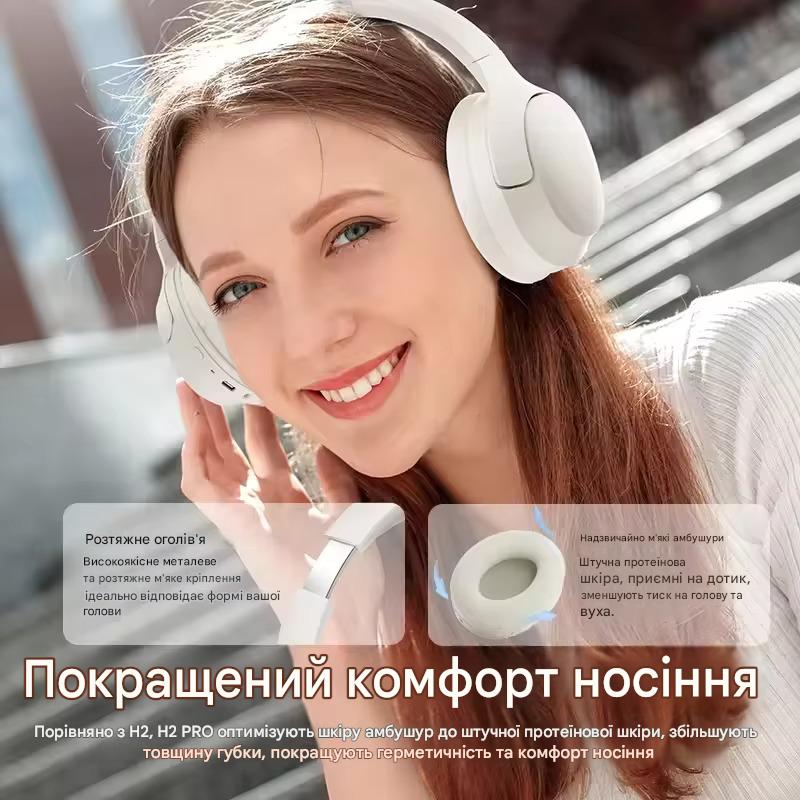 Бездротові навушники QCY H2 Pro з титановим покриттям динаміків та режимом Extra Bass (Білий)