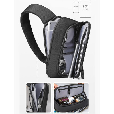 Чоловіча сумка через плече Mark Ryden MR8893 із USB-портами (Чорний)