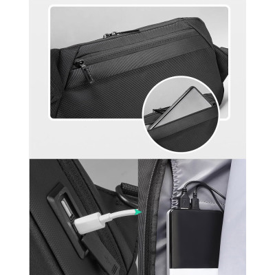 Чоловіча сумка через плече Mark Ryden MR8893 із USB-портами (Чорний)