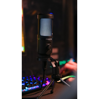 Студійний конденсаторний USB мікрофон Maono РМ461TR RGB з підсвічуванням (Чорний)