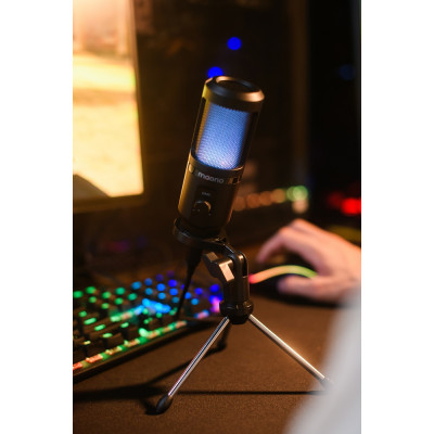 Студійний конденсаторний USB мікрофон Maono РМ461TR RGB з підсвічуванням (Чорний)