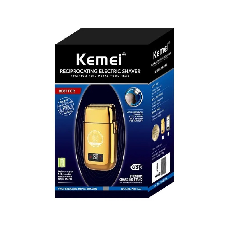 Електробритва Kemei KM-TX3 із USB-зарядкою (Сріблястий)