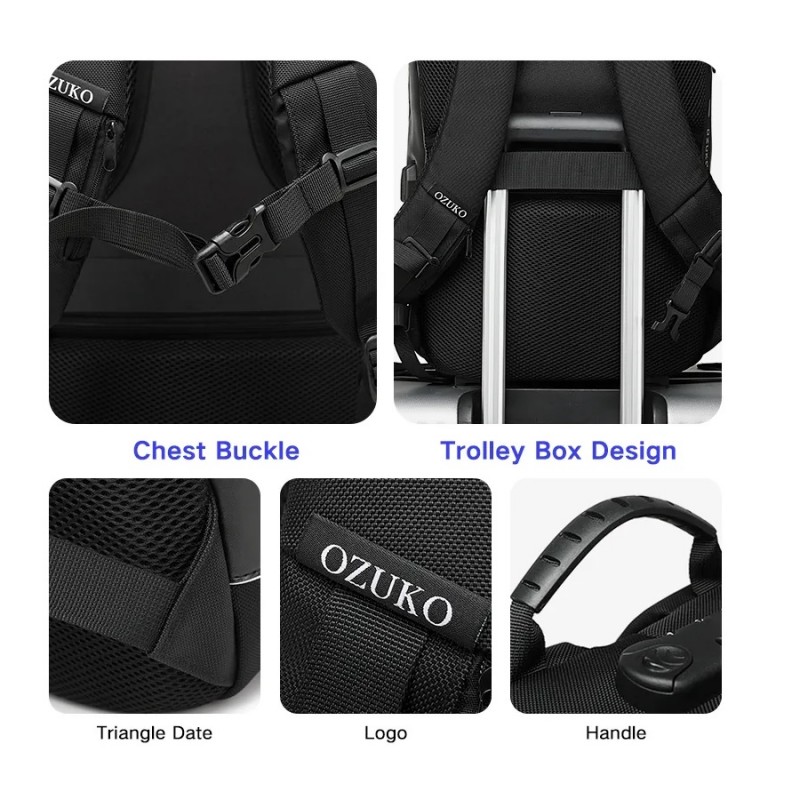 Міський рюкзак Ozuko 9282 з кодовим замком (Чорний)