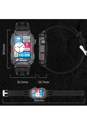 Розумний годинник Lemfo CF26 з вимірюванням тиску та кисню (Чорний)