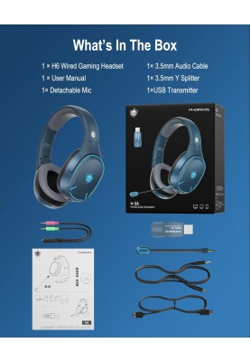 Бездротові навушники Kotion Each Q6 2.4G зі знімним мікрофоном (Синій)