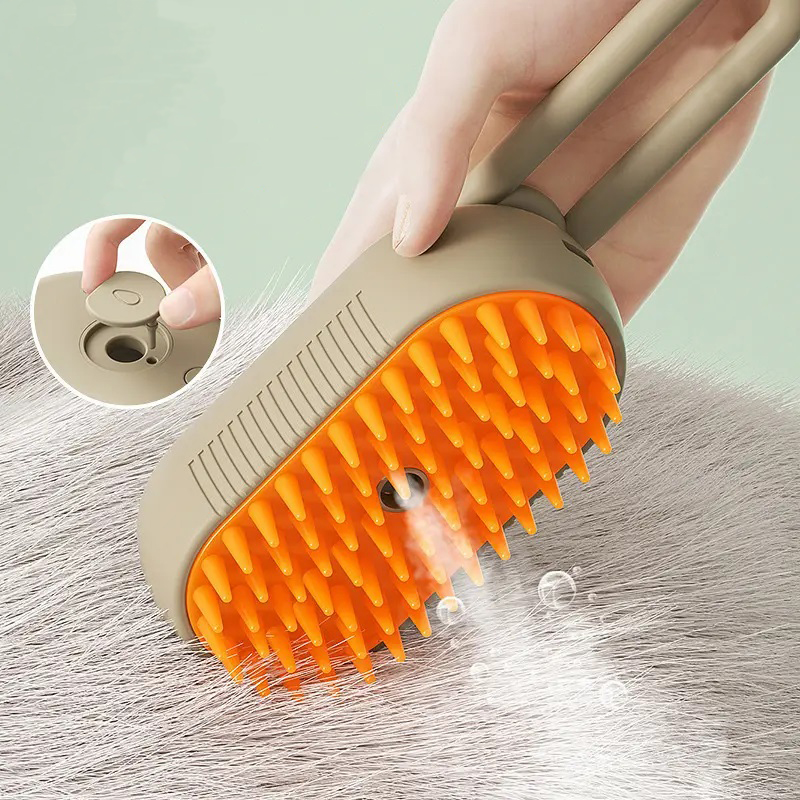 Щітка гребінець з парою для котів та собак Steamy Brush E-W3317 (Бежевий)