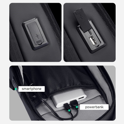 Рюкзак з однією лямкою Mark Ryden MR3998 з USB-портами та тримачем для ключів (Чорний)