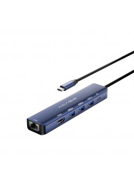 Док-станція Type-C 6-in-1 Acasis DS-7HN6 з HDMI 4K@30Hz, Ethernet та зарядкою 100Вт (Блакитний)