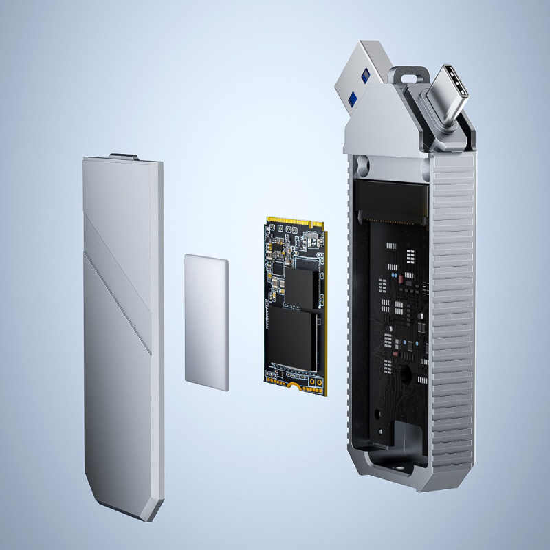 Зовнішня кишеня Acasis EC-6610 m.2 NVME SSD 2230 мм USB 3.1 + Type-C (Сріблястий)