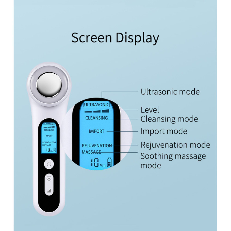 Прилад для догляду за обличчям Ultrasonic Skin Care D021 зі світлотерапією та вібромасажем (Білий)