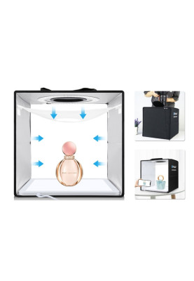 Лайтбокс для предметної зйомки Puluz PKT3200 30x30x30см з кільцевою лампою (Чорний)
