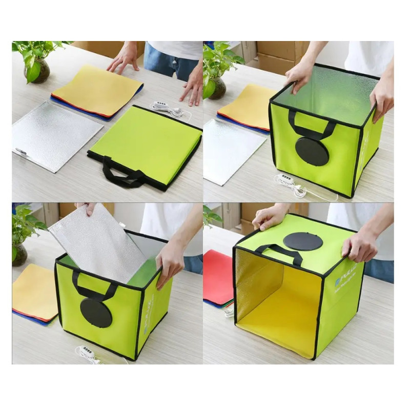 Фотобокс для предметної зйомки Puluz PU5032G 30x30x30см (Зелений)