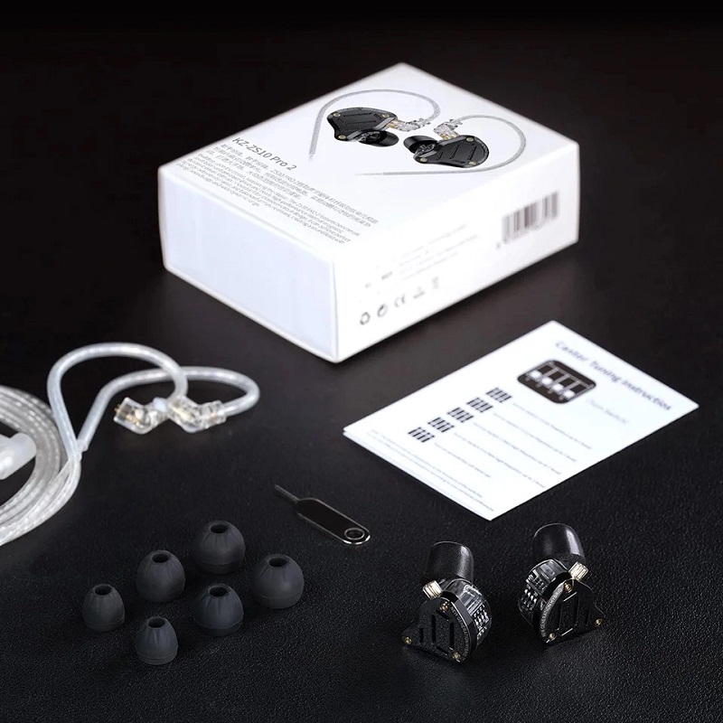 Гібридні навушники KZ ZS10 Pro 2 з мікрофоном (Чорний)