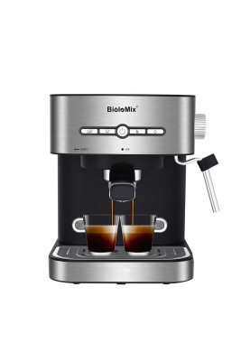 Кавоварка ріжкова BioloMix CM6866 Espresso Machine 2-in-1 зі спінювачем для молока (Сірий)