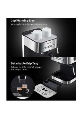 Кавоварка ріжкова BioloMix CM6866 Espresso Machine 2-in-1 зі спінювачем для молока (Сірий)