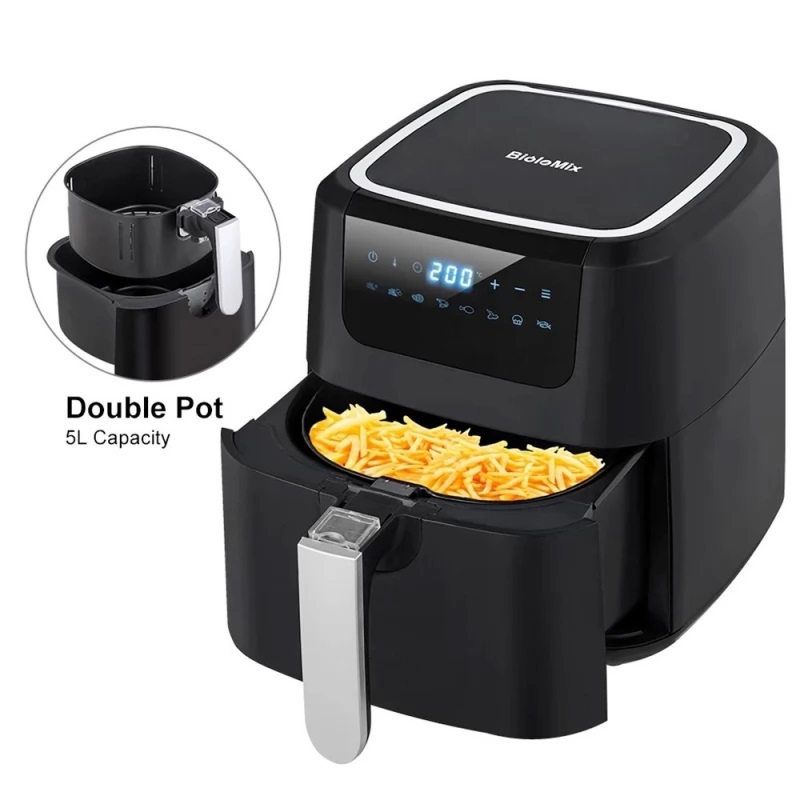 Аерогриль фритюрниця BioloMix BAF500D Air Fryer 5L для смаження без масла (Чорний)
