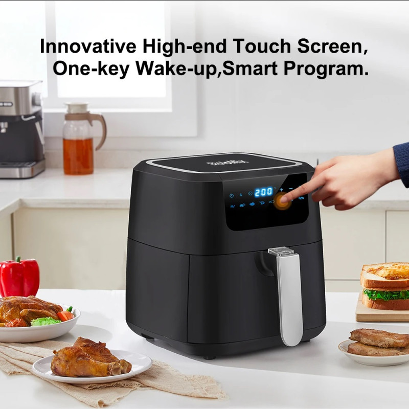 Аерогриль фритюрниця BioloMix BAF500D Air Fryer 5L для смаження без масла (Чорний)